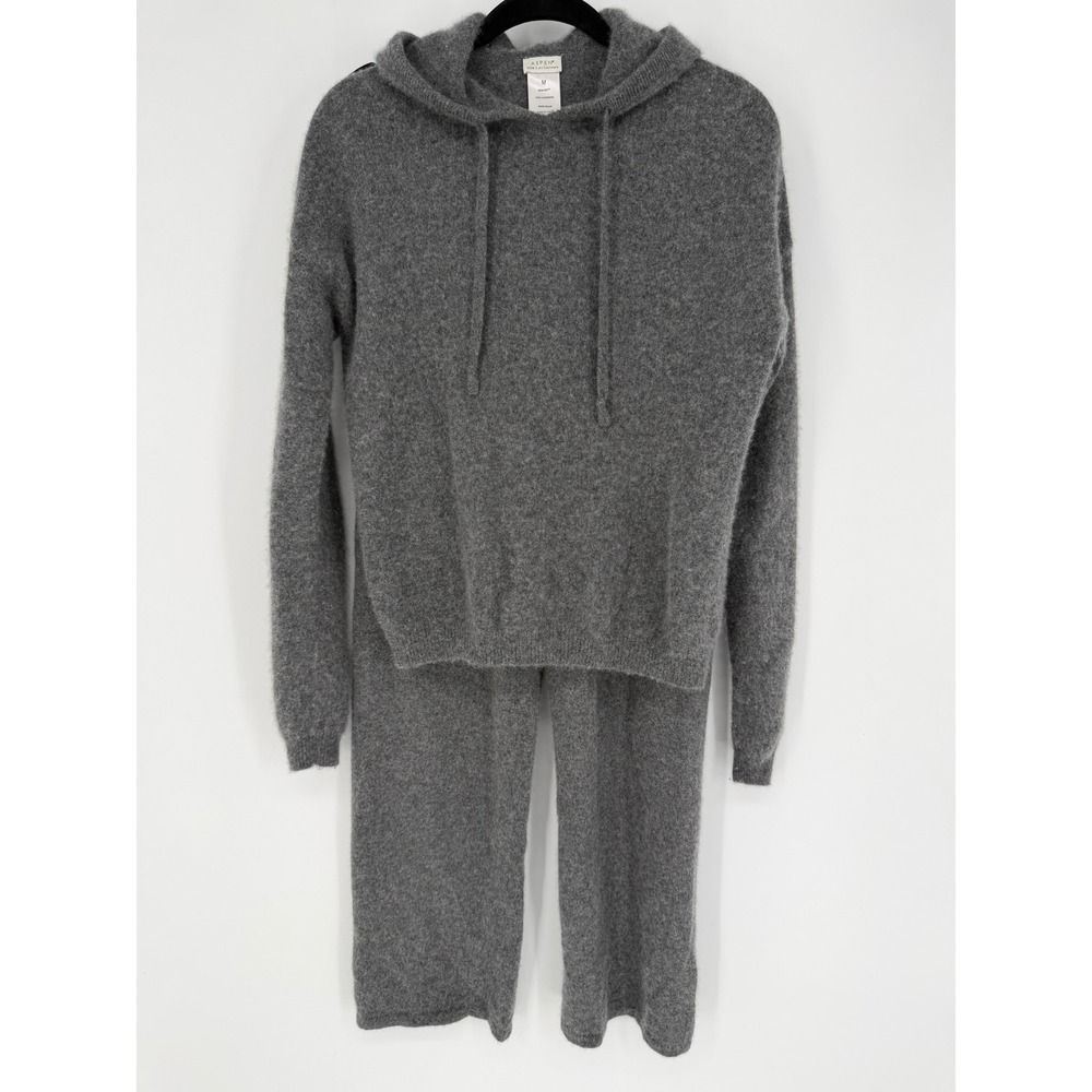 ASPEN KNIT CASHMERE LOUNGE SET GREY 2-PLY CASHMERE SOFT MONOCHROME QUIET LUXURY